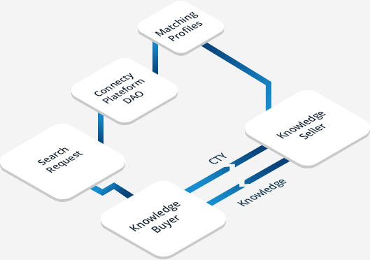 short summary scheme about the exchange between Buyers and Sellers through Connecty